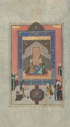 Bahram Gur in het Donkere Paleis op Zaterdag, Folio 207 uit een Khamsa