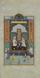 Bahram Gur in het Witte Paleis op vrijdag, Folio 235 uit een Khamsa