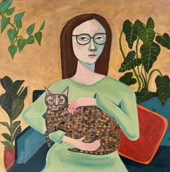 Gezellige vrouw met kat