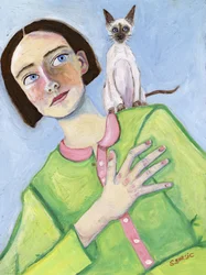 Meisje en Siamese vriend