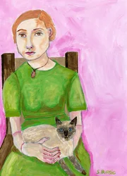 Vrouw met een Siamese kat
