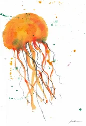 Oranje aquarelkwal