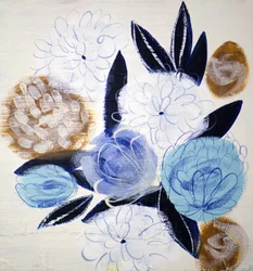 Abstracte blauw-gouden bloemen