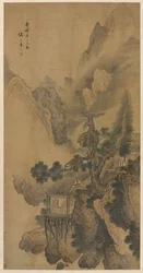 Eenzame toevlucht met uitzicht op een mistige vallei, 1630
