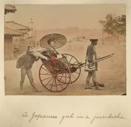 Een Japans meisje in een jurikisha