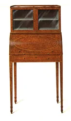 Amboyna-houten schrijfkabinet, 1908
