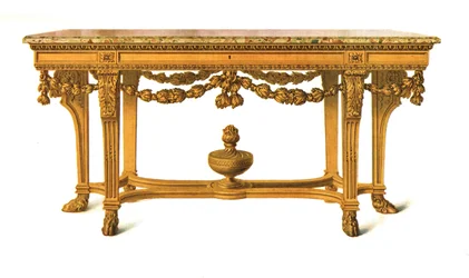 Vergulde tafel met marmeren blad, 1908