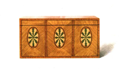 Ingelegde satijnen theekist, 1908