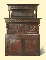 Tridarn, eikenhouten hofkast, 1904