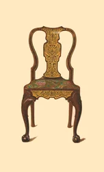 Notenhouten stoel ingelegd met marqueterie, 1905