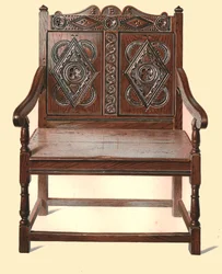 Welshe eiken dubbele stoel, 1904