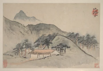 Landschappen, ca. 1690 (album van acht bladen; inkt en kleur op papier)
