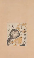 Gedicht door Onakatomi Yoshinobu met Onderverf van Hulst, begin 17e eeuw