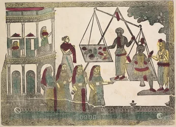 Krishna Gewogen tegen Kostbare Voorwerpen, 1800s