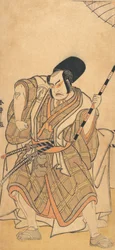 De acteur Nakamura Sukegoro II als een samoerai vermomd als een Shicho of bediende