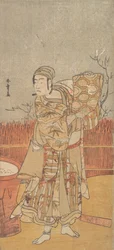 De Acteur Sawamura Sojuro III die een Stuk Brokaat Ophoudt, eind 18e eeuw