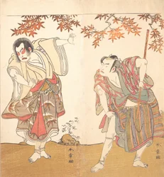 De acteurs Ichimura Uzaemon en Arashi Sangoro, ca. 1773