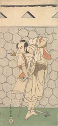 De eerste Nakamura Nakazo als krijger vermomd als een Rokubu, 1770 of 1771