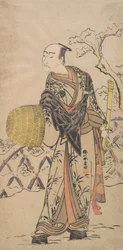 De Eerste Nakamura Nakazo als een Komuso Staand in de Sneeuw bij een Hek, ca. 1775