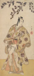 De derde Ichikawa Yaozo als een daimyo onder een esdoornboom, ca. 1783