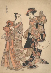 De Derde Segawa Kikunojo als Ochiyo en Bando Mitsugoro als Hanbei, 5e maand, 1781