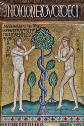 De Palatijnse Kapel (Basiliek), mozaïekcyclus van het Oude Testament, cyclus van de Schepping: "De Oerzonde", XII eeuw