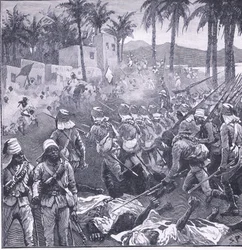 Bestorming van Firket, illustratie uit Cassells Geschiedenis van Engeland, 1900s