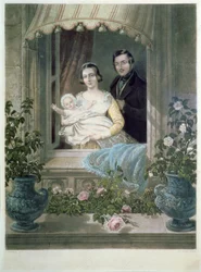 Koningin Victoria, Prins Albert en baby in Windsor Castle