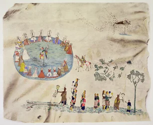 De Shoshone Zon Dans (pigment op hertenhuid)