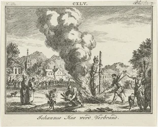 Verbranding van Jan Hus op de brandstapel, midden 18e eeuw