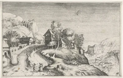Dorp in een berglandschap