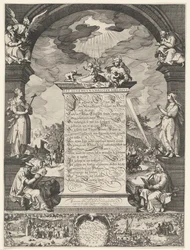 Allegorie op de geloofsbelijdenis met de vier evangelisten