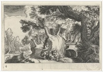 Boslandschap met Hagar en Ismaël