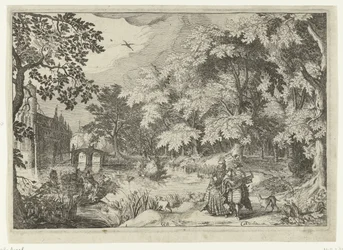 Gezicht op een bos met Kasteel Loenersloot
