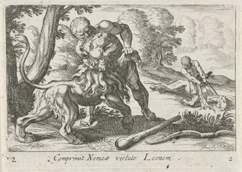 Hercules in gevecht met de Nemeïsche leeuw