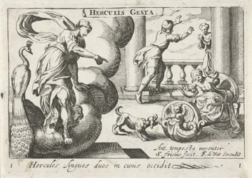 Jonge Hercules wurgt twee slangen