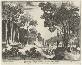 Landschap met Christus en de genezing van de bloedvloeiende vrouw