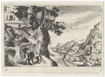 Landschap met Juda en Tamar (Zuid-Europese landschappen, Topographia variarum regionum)