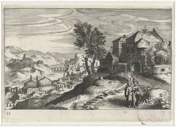 Rivierdal met bouwwerken Zuid-Europese landschappen (serie titel) Topographia variarum regionum (serie titel)