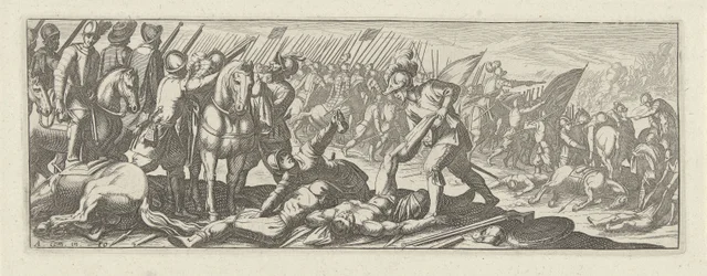 Soldaten beroven lijken op het slagveld (Cavalerie)