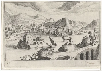 Stadsgezicht in een rivierdal