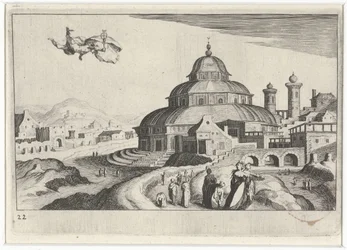 Stadsgezicht met Mercurius