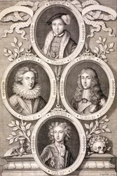 Edward VI, Hendrik en Willem, Hertogen van Gloucester, en Hendrik, Prins van Wales, ca. 1700
