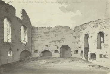 Bamburgh Kasteel, keukenruïnes, Add. 15542, f.180, ca. 1780