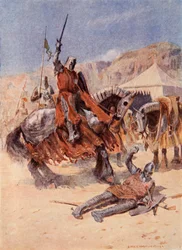 De Ridders ontmoeten elkaar in conflict, illustratie uit 
