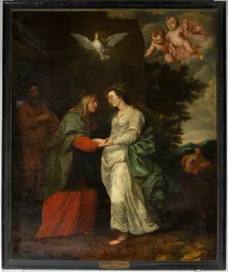 Parochiekerk (Parochiekerk Sint-Eligius). Schilderij. "Maria bezoekt Elisabeth". Simon De Pape. 17e eeuw.