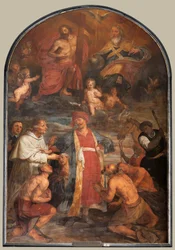 Parochiekerk (Sint-Walburgakerk). Schilderij, drieluik. Simon De Pape (?). Verlossing van de christelijke slaven aan de Turk.