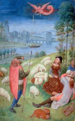 De Aankondiging aan de Herders, uit de Huth Hours, 485-90 (detail)