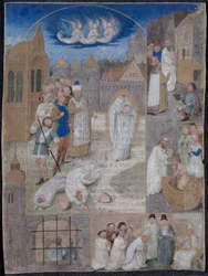 Blad Uitgesneden uit een Brevier van Karel de Stoute en Margaretha van York: Het Martelaarschap van Sint-Denis