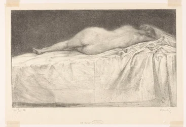 Naakte vrouw liggend op bed